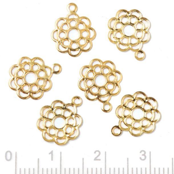 Blume, mit se, vergoldetes Messing, 10x10 mm, 4 Stk.