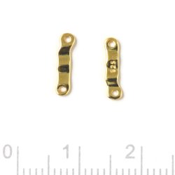 Mittelglied, unebene, l&auml;ngliche Oberfl&auml;che, 2 L&ouml;cher, vergoldetes Silber, 10x3 mm, 2 Stck