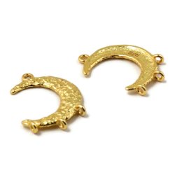 Zwischenstck, Mondsichel, gehmmert, 4 sen, vergoldetes Silber, 19x13 mm, 2 Stck