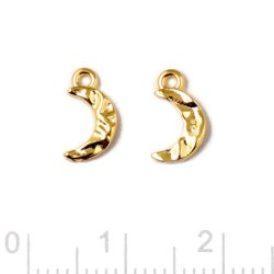 Anhnger, Mondsichel, unebene Flche mit 1 se, vergoldetes Silber, 9,5x5 mm, 2 Stk