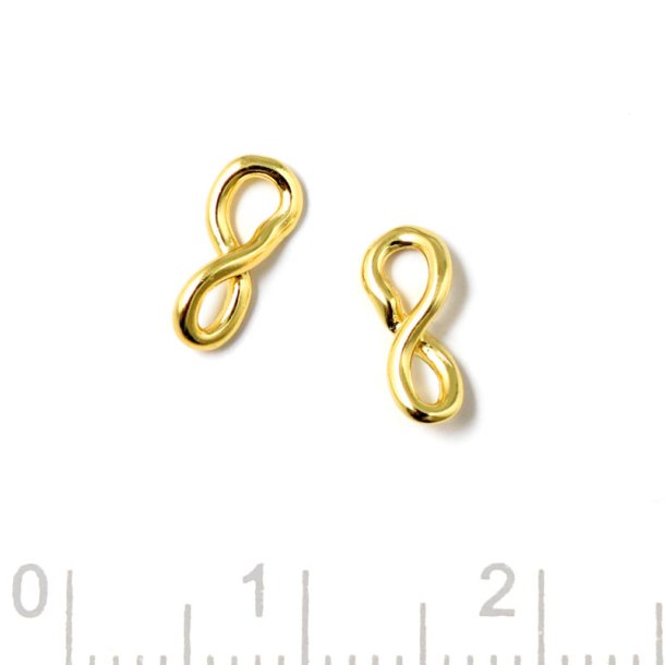 Link piece, infinity sign, gold-plated silver, 9x4 mm, 2 pcs