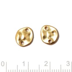 Zwischenstck, uneben, rund, matt, mit zwei Lchern, vergoldetes Silber, 2 Stk