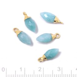 Anh&auml;nger, Tropfen mit &Ouml;se, Amazonit und vergoldetes Silber, 14x6 mm, 1 Stk