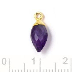 Anh&auml;nger, Tropfen mit &Ouml;se, Amethyst, vergoldetes Silber, 14x6 mm, 1 Stk