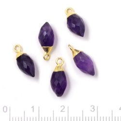Anh&auml;nger, Tropfen mit &Ouml;se, Amethyst, vergoldetes Silber, 14x6 mm, 1 Stk