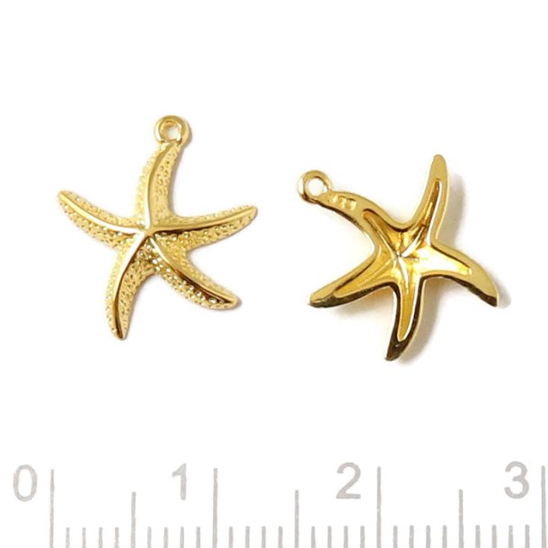 Pendant, starfish with loop, gold plated silver 15x13mm, 1pc