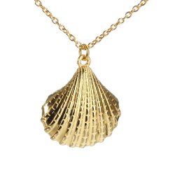 Pendant, seashell with loop, gold-plated silver 22x20x6mm, 1pc