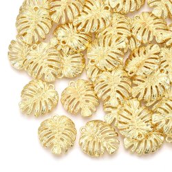 Monstera-Blatt-Anhnger, vergoldetes Messing, 21.5x19mm, 4 Stck