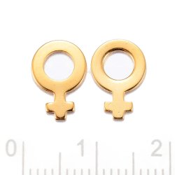 Frau Symbol, Vergoldeter Stahl, Anhnger, 11x7,5x0,8 mm, 4 Stk