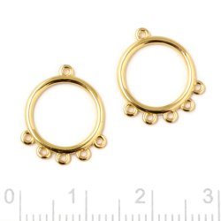 Anh&auml;nger mit 6 geschlossenen &Ouml;sen, vergoldetes silber, 15x12 mm, 2 Stck