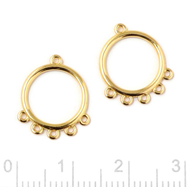 Circle pendant with 6 closed loops, gold-plated silver, 15x12 mm, 2 pcs