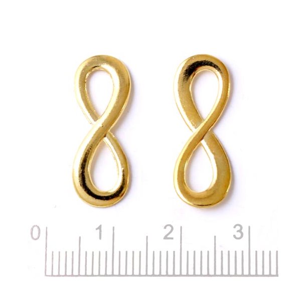 Pendant, gilded brass, infinity symbol, 24x9mm, 2pcs.