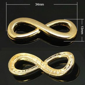 Pendant, gold plated brass, infinity symbol, 34x13mm, 2pcs