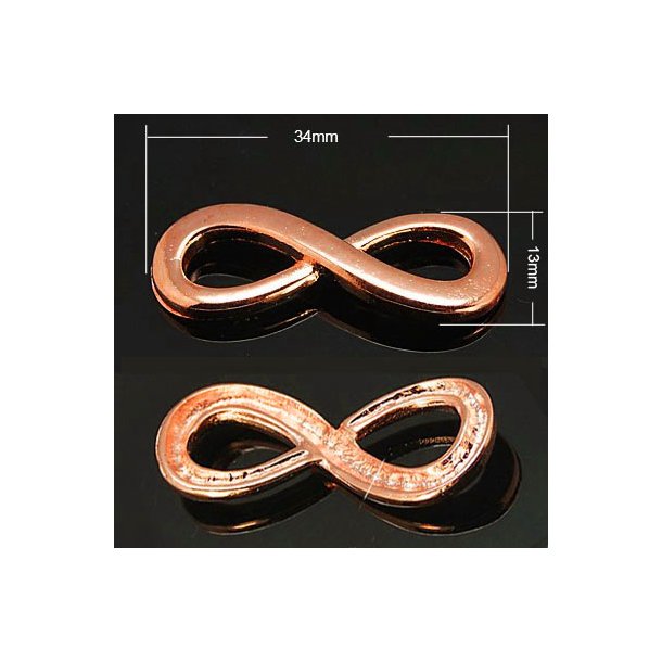 Anh�nger, rosa vergoldetes Messing, Unendlichkeitssymbol 34x13 mm, 2 Stk