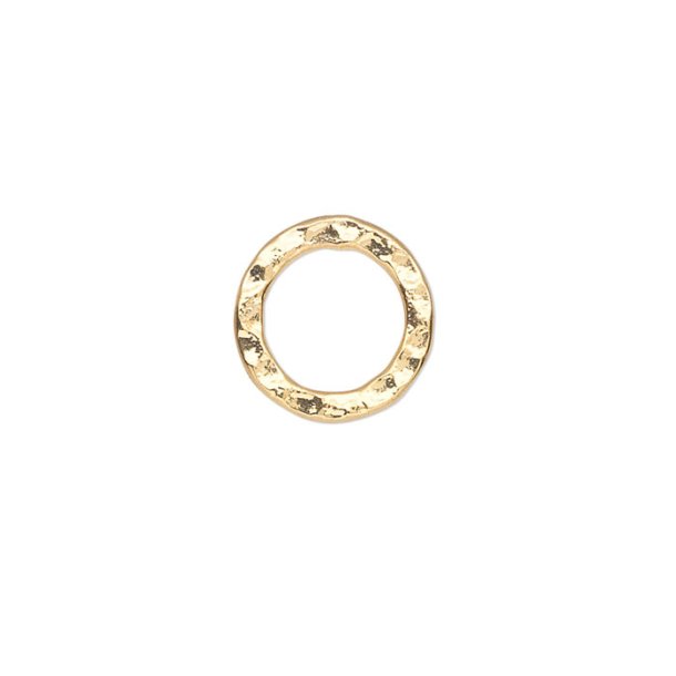 Hamret ring, forgyldt messing, 12 mm, 2 stk.