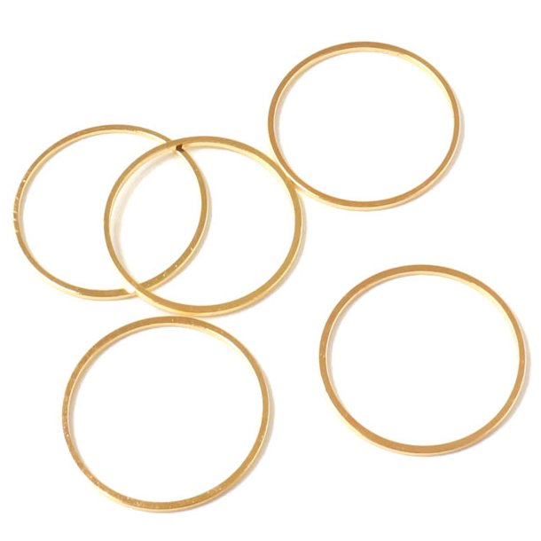 Ring, gilded brass, closed, flat wire, 30x1mm, 10 pcs