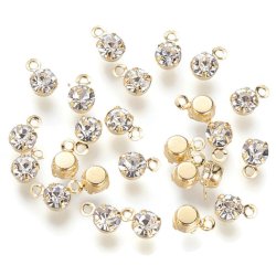 kleiner Anhnger mit Kristall, vergoldetes Messing, 3x6x2,5 mm, 6 Stk.