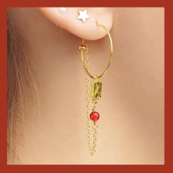 Zwischenst&uuml;ck mit rechteckigem Zirkonia und 2 &Ouml;sen, vergoldetes Silber, 11,5x3x4mm, 2 Stk