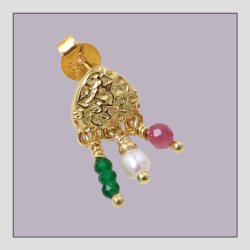 Ohrstecker, unebene Dreieck mit 3 sen, vergoldetes Silber, 9x8,5 mm, 2 Stck