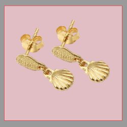 Anh&auml;nger, Muschel mit &Ouml;se, vergoldetes Silber, 8x6,5 mm, 2 Stk.