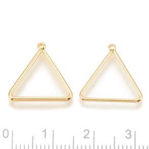 Triangle, pendant with eyelet, 18K gold-plated brass, round wire, 18x16mm, 6 pcs