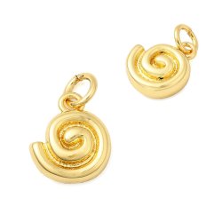 Pendant, small snail shell, 18K gold-plated brass, 11.5x10 mm, 2 pcs