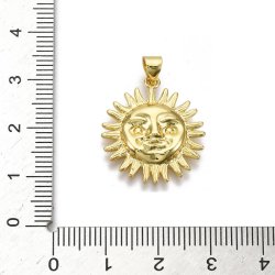 Sonnensymbol, Schmuckanh�nger, vergoldetes Messing, 22,5x20 mm, 2 Stck