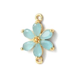 Zwischenglied, 5er-Blte, trkis Zirkonia, vergoldet, 17x11,5 mm, 1 Stck