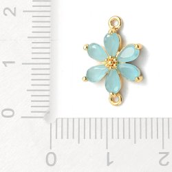 Zwischenglied, 5er-Blte, trkis Zirkonia, vergoldet, 17x11,5 mm, 1 Stck