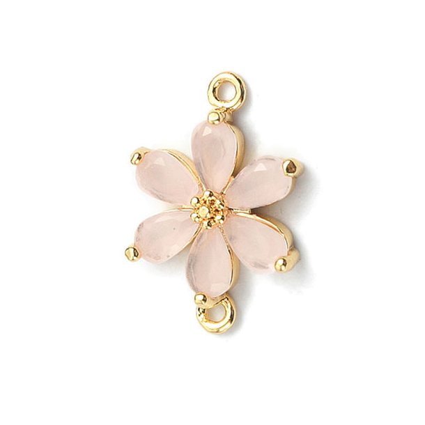 Zwischenglied, 5er-Blte, rosa Zirkonia, vergoldet, 17x11,5 mm, 1 Stck