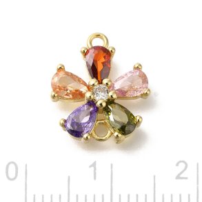Zwischenglied, 5er-Blte, gefrbter Zirkonia, vergoldet, 13,5x12 mm, 1 Stck