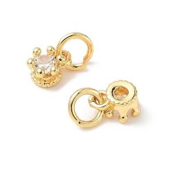 Anhnger mit Zirkon und se, stark vergoldetes Messing, 6x5 mm, 2 Stck