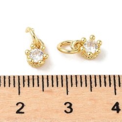 Anhnger mit Zirkon und se, stark vergoldetes Messing, 6x5 mm, 2 Stck