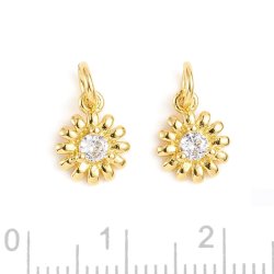 Anhnger Gnseblmchen mit Zirkon und se, stark vergoldet, 10x8 mm, 2 Stck