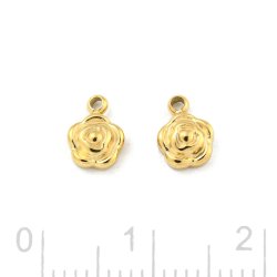 Anhnger, kleine Rosenblte, vergoldeter Stahl, 7x5 mm, 2 Stck