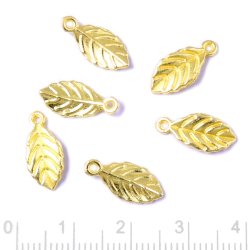 Bl�tter, Anh�nger, vergoldetes Messing, 7x4 mm, 10 Stk.