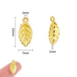 Bl�tter, Anh�nger, vergoldetes Messing, 7x4 mm, 10 Stk.