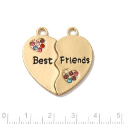 Anhnger, Freundschaftsherz, 2-geteilt, vergoldet, 30x15,5 mm, 1 Stck