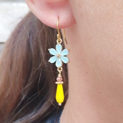 Zwischenglied, 5er-Blte, trkis Zirkonia, vergoldet, 17x11,5 mm, 1 Stck