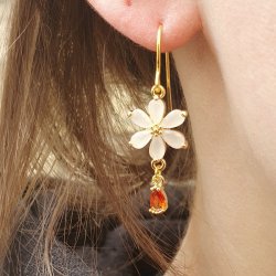 Zwischenglied, 5er-Blte, natur-weie Zirkonia, vergoldet, 17x11,5 mm, 1 Stck