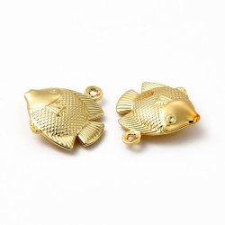 Fisk, vedh�ng, 18K forgyldt messing, 18x17,5x4,5 mm, hul 1,2 mm, 4 stk.