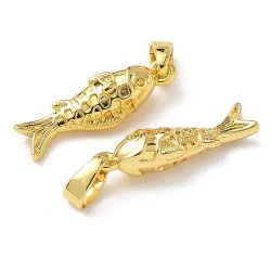 Fisch, Anhnger, stark vergoldetes Messing, 19x6x5 mm, 2 Stck