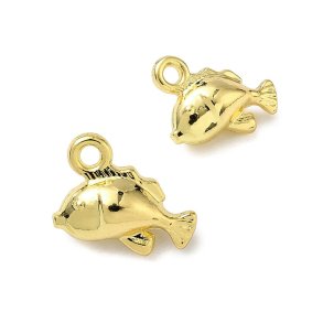 Fischanh�nger, goldfarbenes Messing, 8,5 x 11,5 mm, 2 St�ck