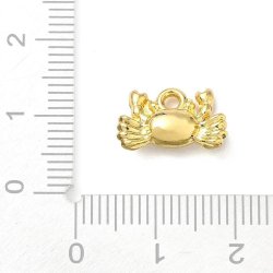 Krabbe, Anh�nger, goldfarbenes Messing, 9x14 mm, 2 Stck