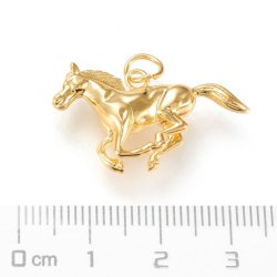 Schmuckanhnger, Pferd im Galopp, stark vergoldetes Messing, 15,5x29,5 mm, 1 Stck