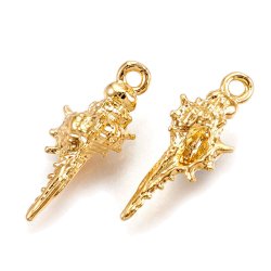 Anhnger, Muschelschale mit Stacheln, stark vergoldetes Messing, 17x6,5x5 mm, 2 Stk.