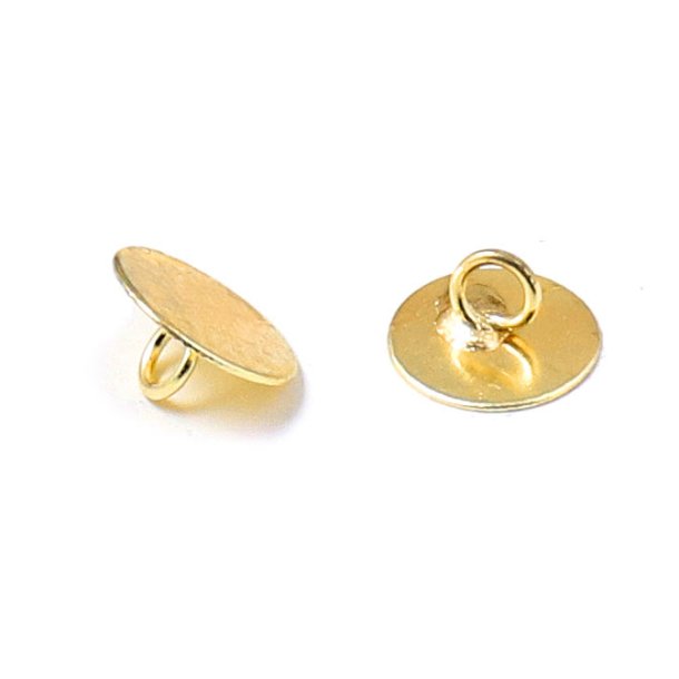 Plate with small button-eye at the back, gilded brass, 7mm, 6pcs.