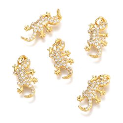 Vedh�ng med form som en Geko, klare zirkoner, 18K forgyldt, 16,5x8mm 1 stk