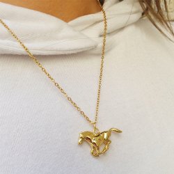 Schmuckanhnger, Pferd im Galopp, stark vergoldetes Messing, 15,5x29,5 mm, 1 Stck