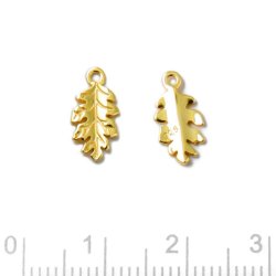 Vedh�ng, lille ege-blad, forgyldt sterlings�lv, 12x6 mm, 1 stk